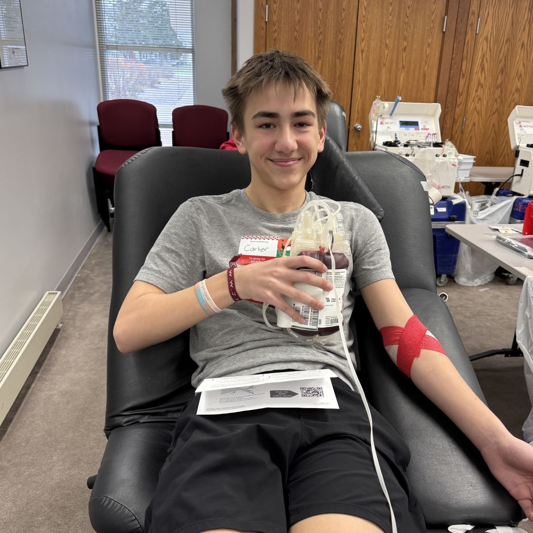 boy donating blood