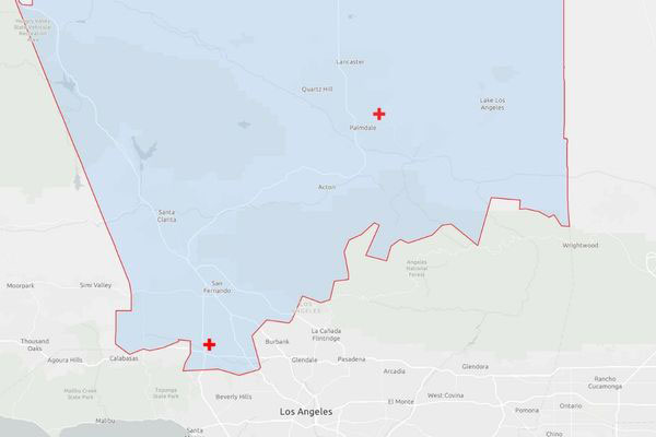 map of northern valleys los angeles area.