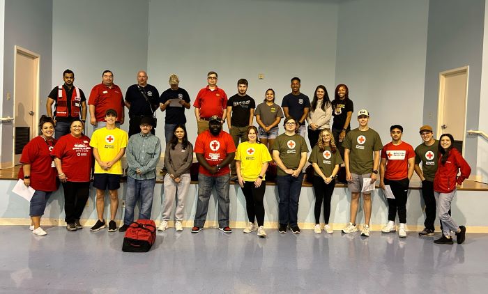 group of red cross volunteers