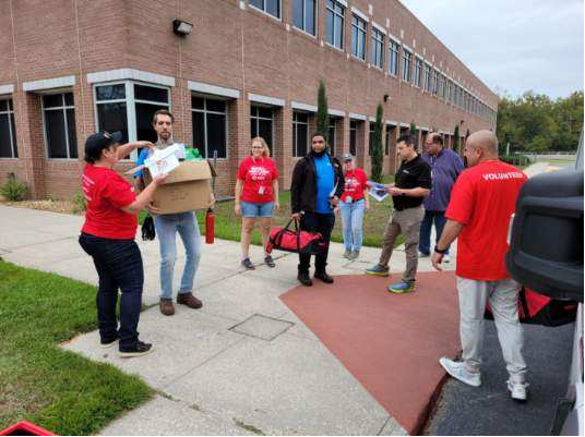 a group of red cross volunteers