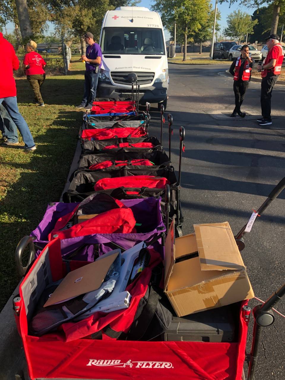 row of packed wagons filled with supplies