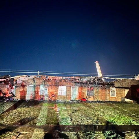 Burned apatments building.