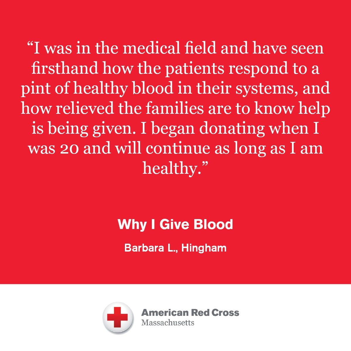 Why I Give Blood quote from Barbara L.