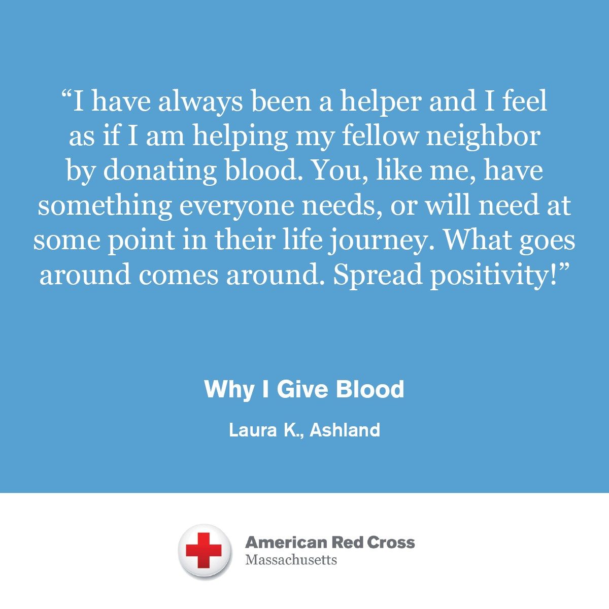 Why I Give Blood quote from Laura K.