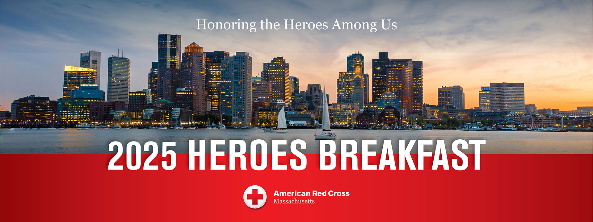2025 Heroes Breakfast banner showing skyline of city.