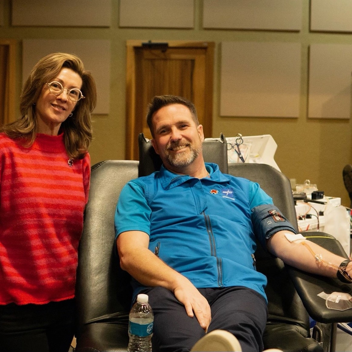 Chris Goodenough giving blood