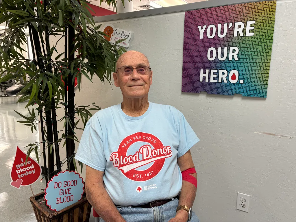 Fred Sullivan after his early morning whole blood donation.