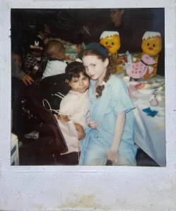 Flannery, (right), alongside the special friend she made while in the hospital. Photo courtesy of Flannery May.