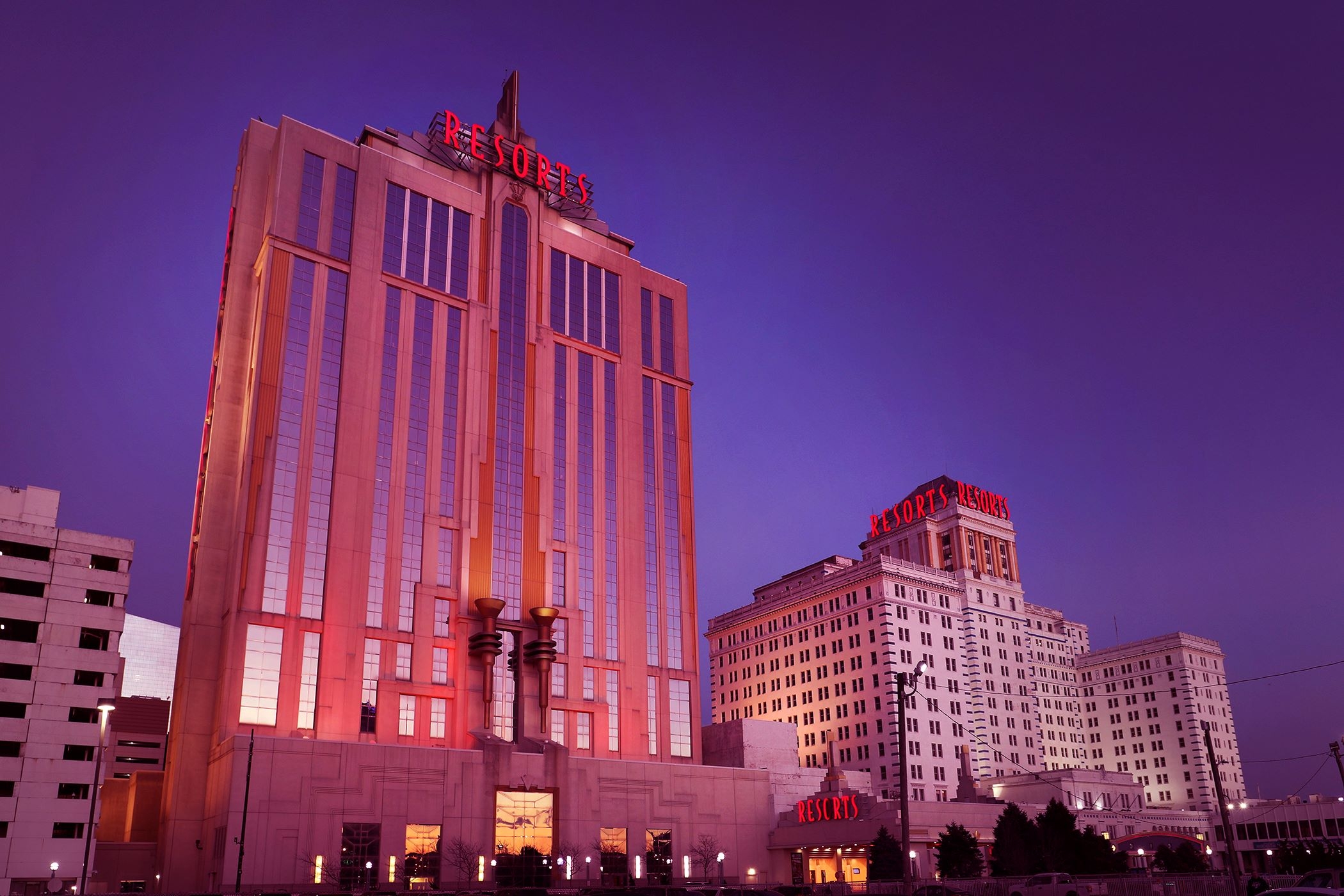 New Jersey Resort  lit up Red