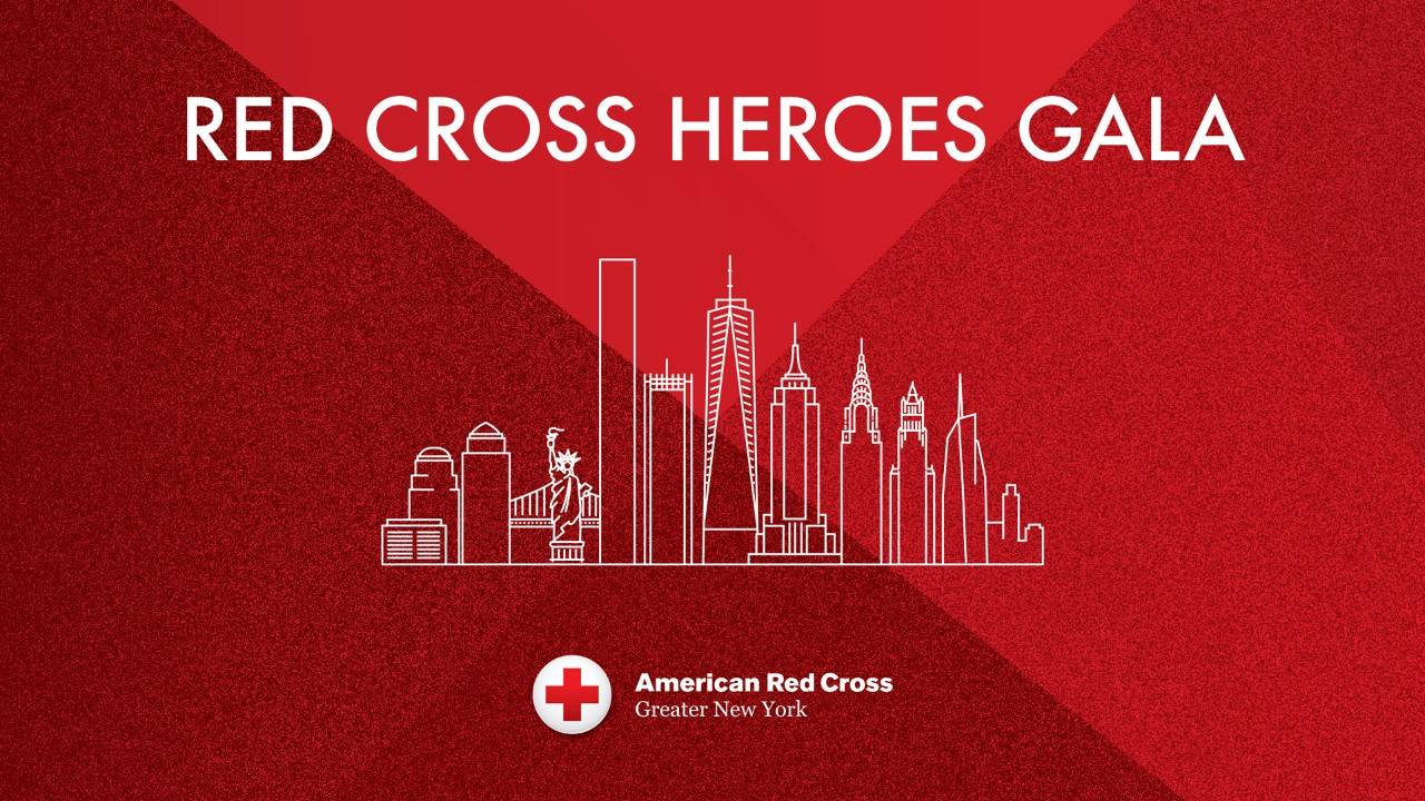 Red text banner with city design