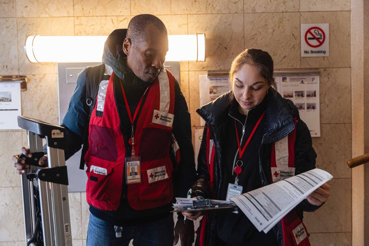 Volunteers Patrick Desinor and Alina Shevtsova 