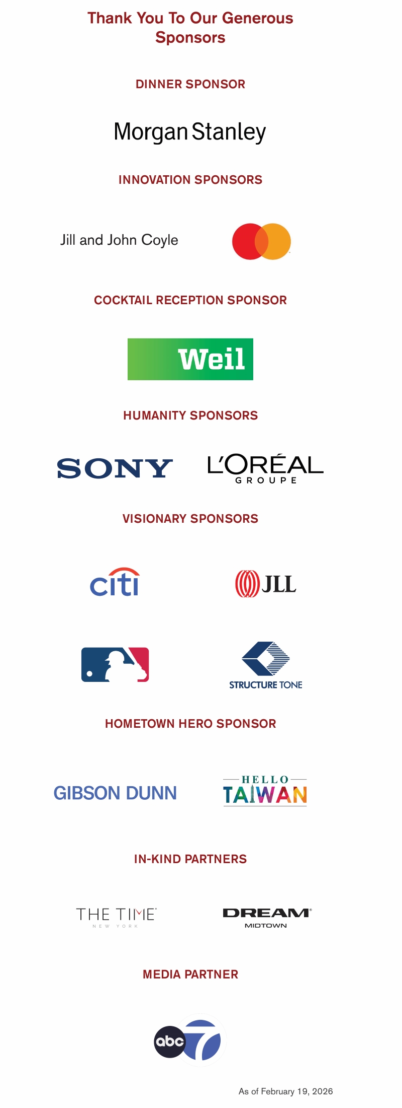 Red Cross Heroes Gala Sponsors.