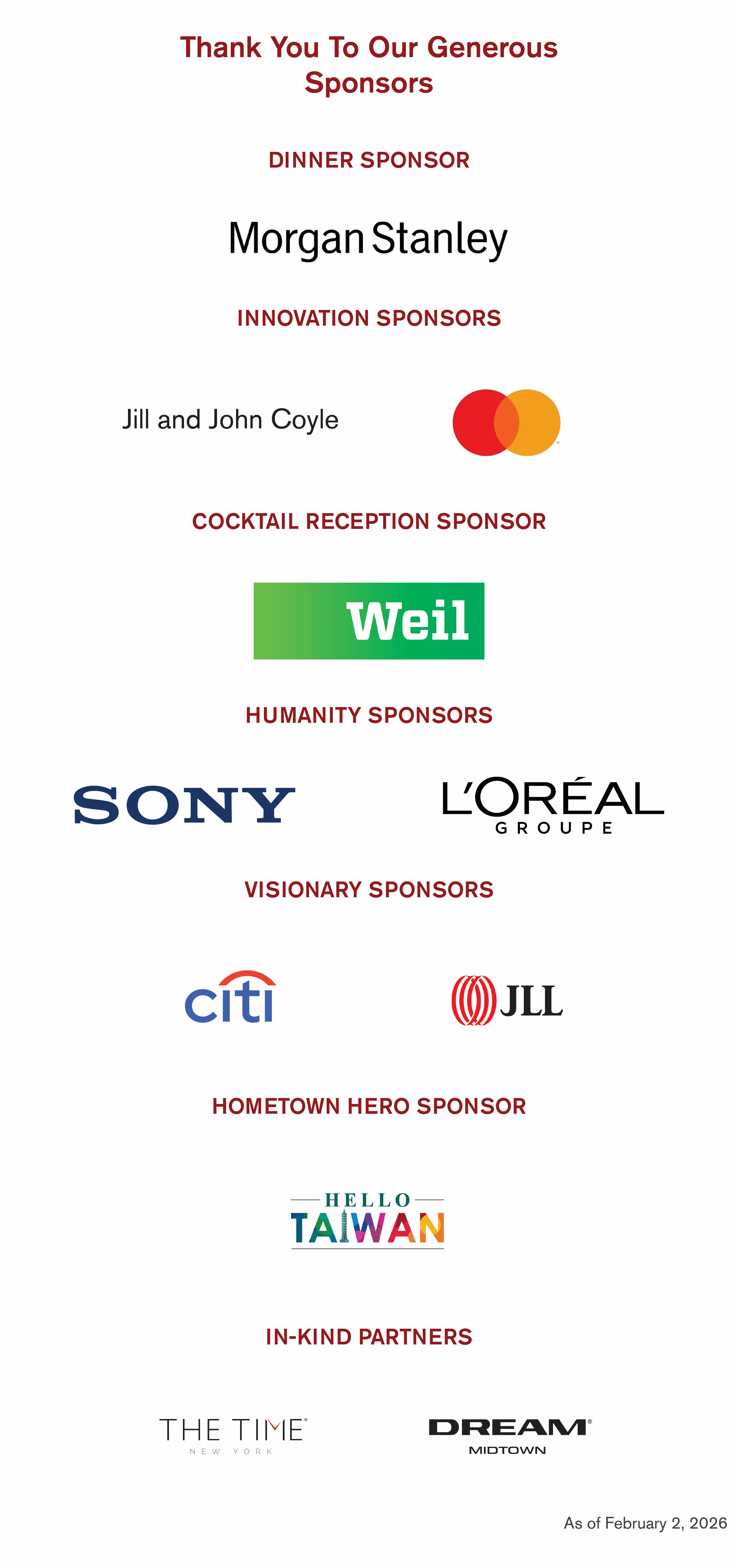 Red Cross Heroes Gala Sponsors.