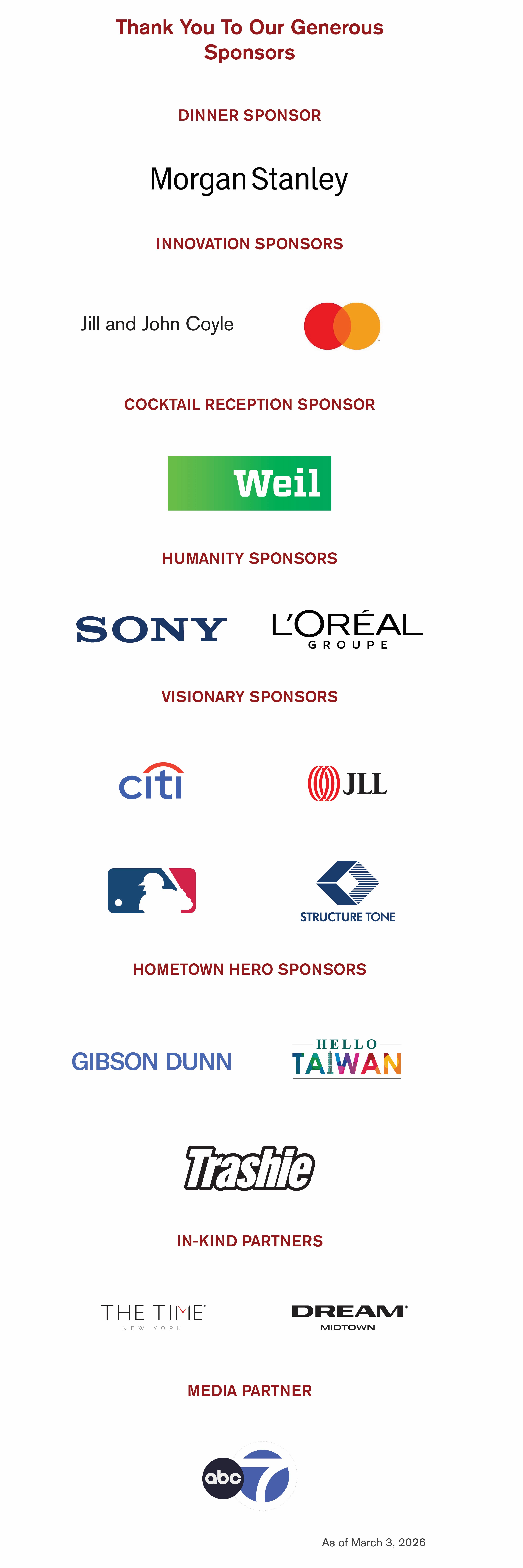 Red Cross Heroes Gala Sponsors.