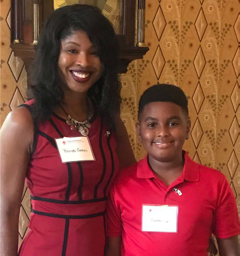 Brenda and son Braden smiling for pic.
