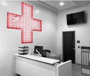 blood donor reception desk.