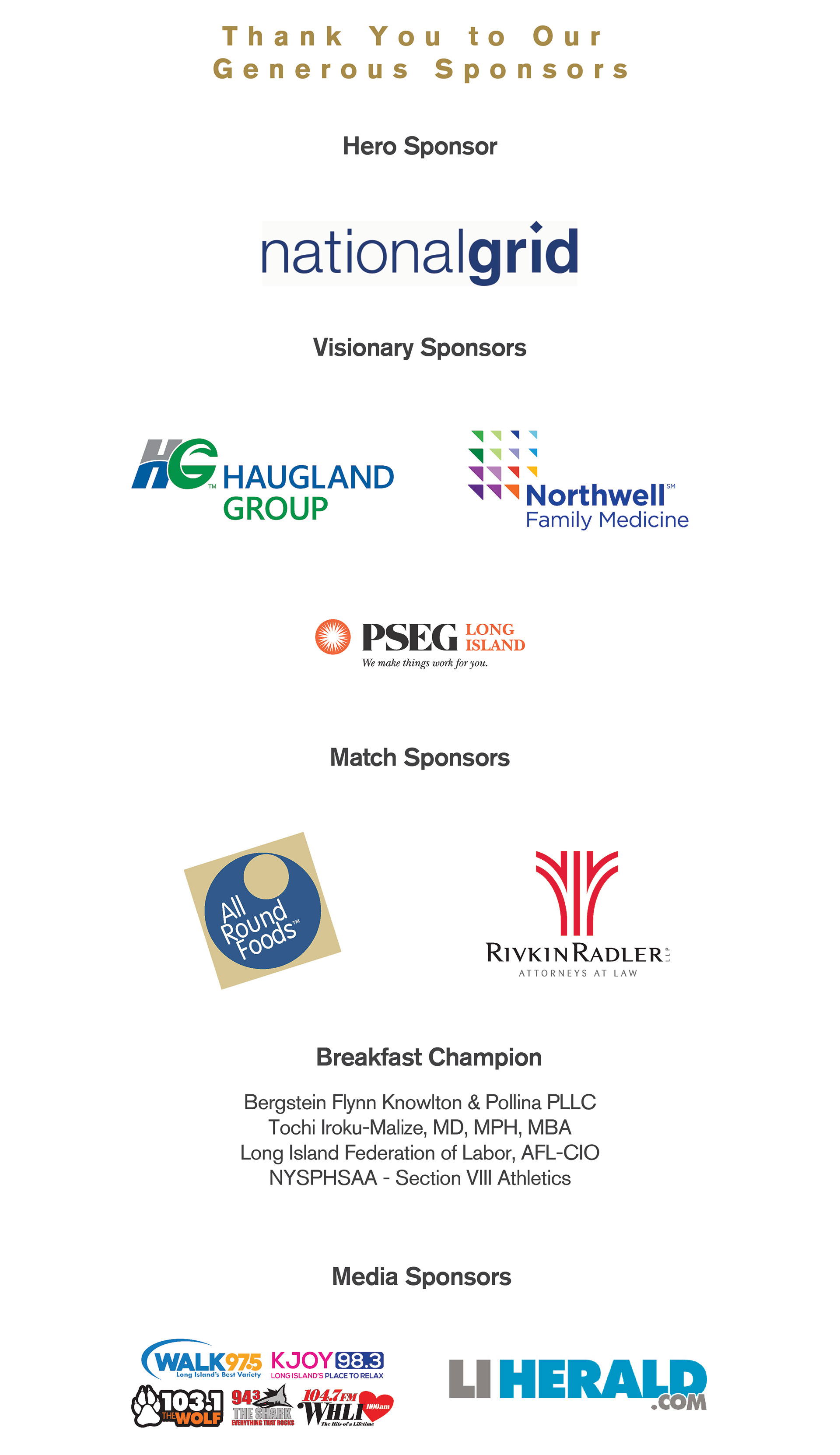 list of event sponsors.
