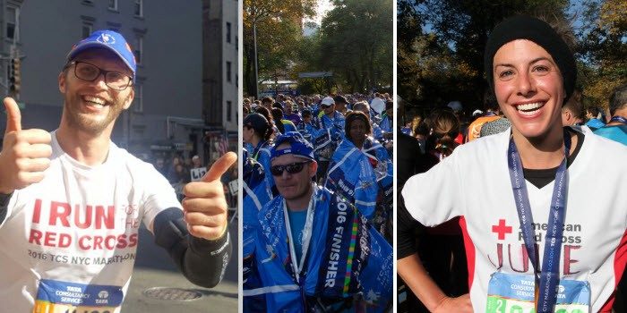 Collage of New York Marathon runners.