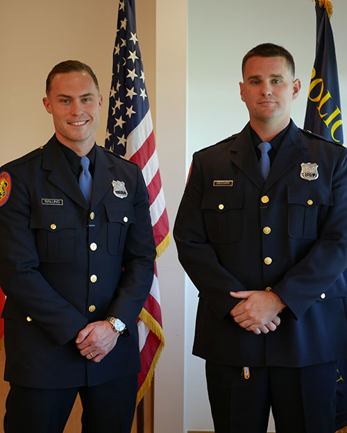 Officers Timothy Deegan and Matthew Walling in uniform.