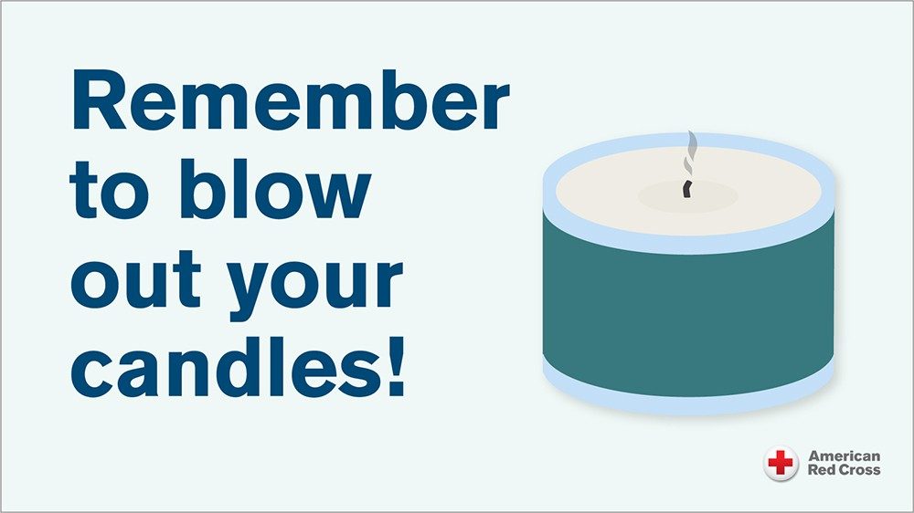 Drawing of a candle and an American Red Cross logo.