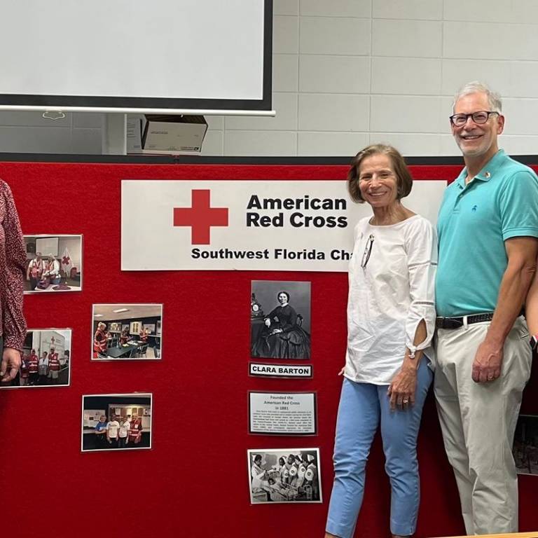 Sue and her husband visiting the Red Cross Southwest Florida Chapter