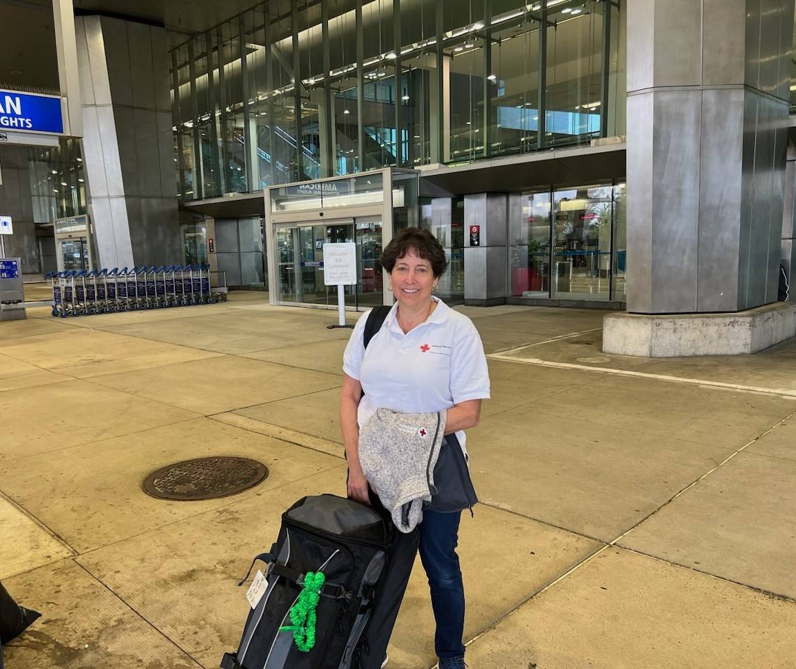 Debbie Telvin at the airport