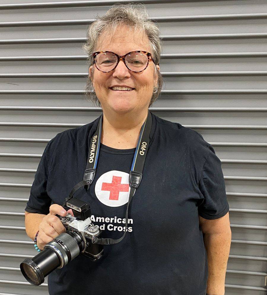 Elisabeth von Baldas smiling holding camera
