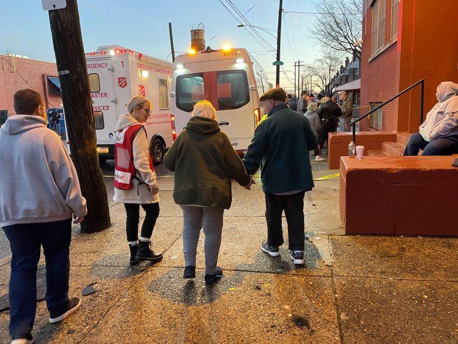 group of red cross volunteers responding to a disaster call