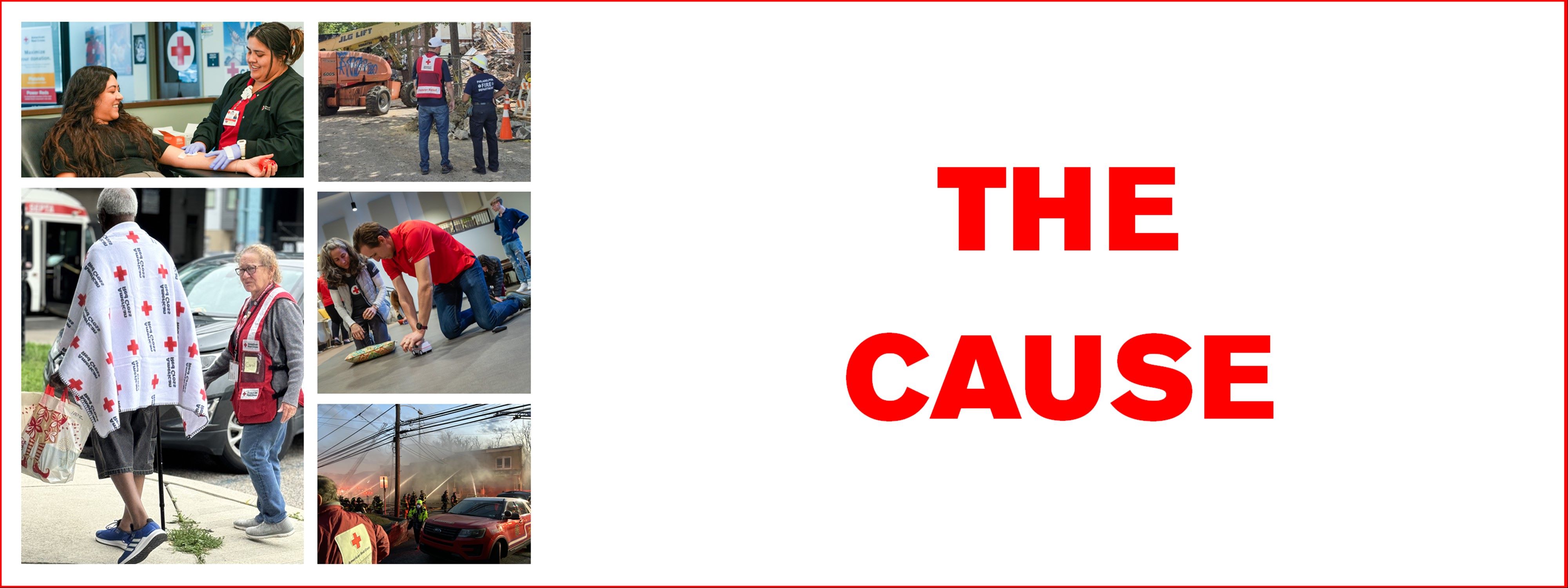 Collage of Red Cross volunteers helping others.