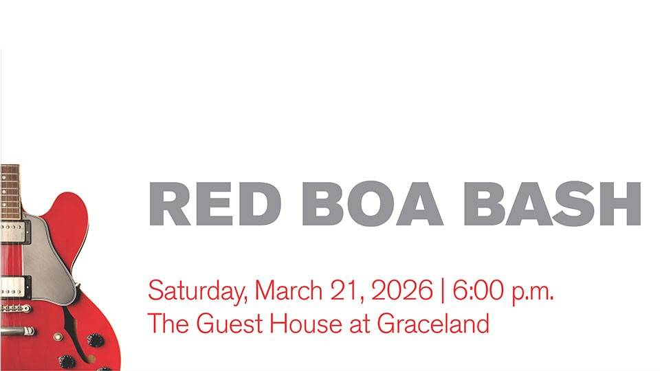 Red Boa Bash banner with red guitar