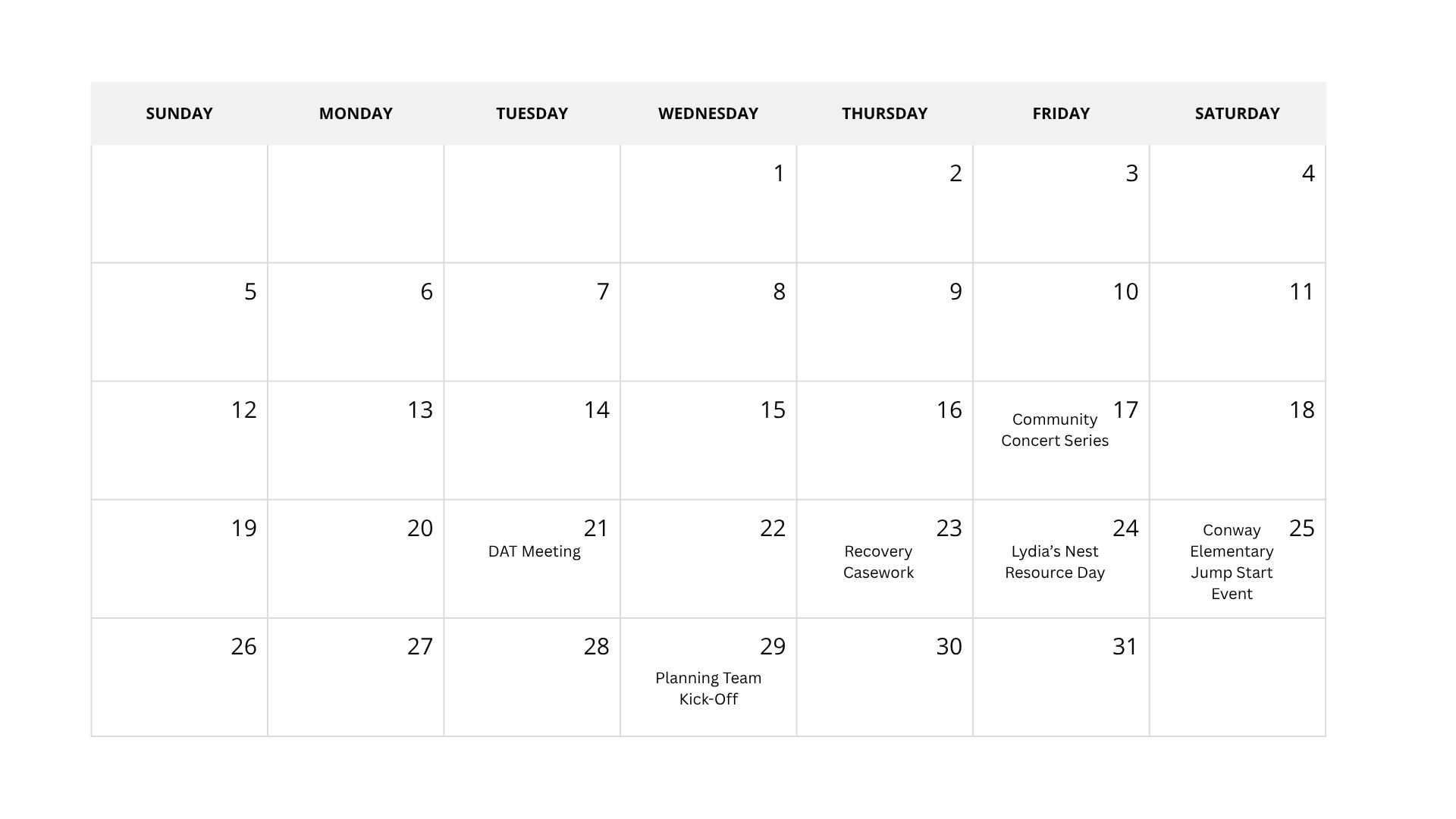 list of calendar events in june of 2026