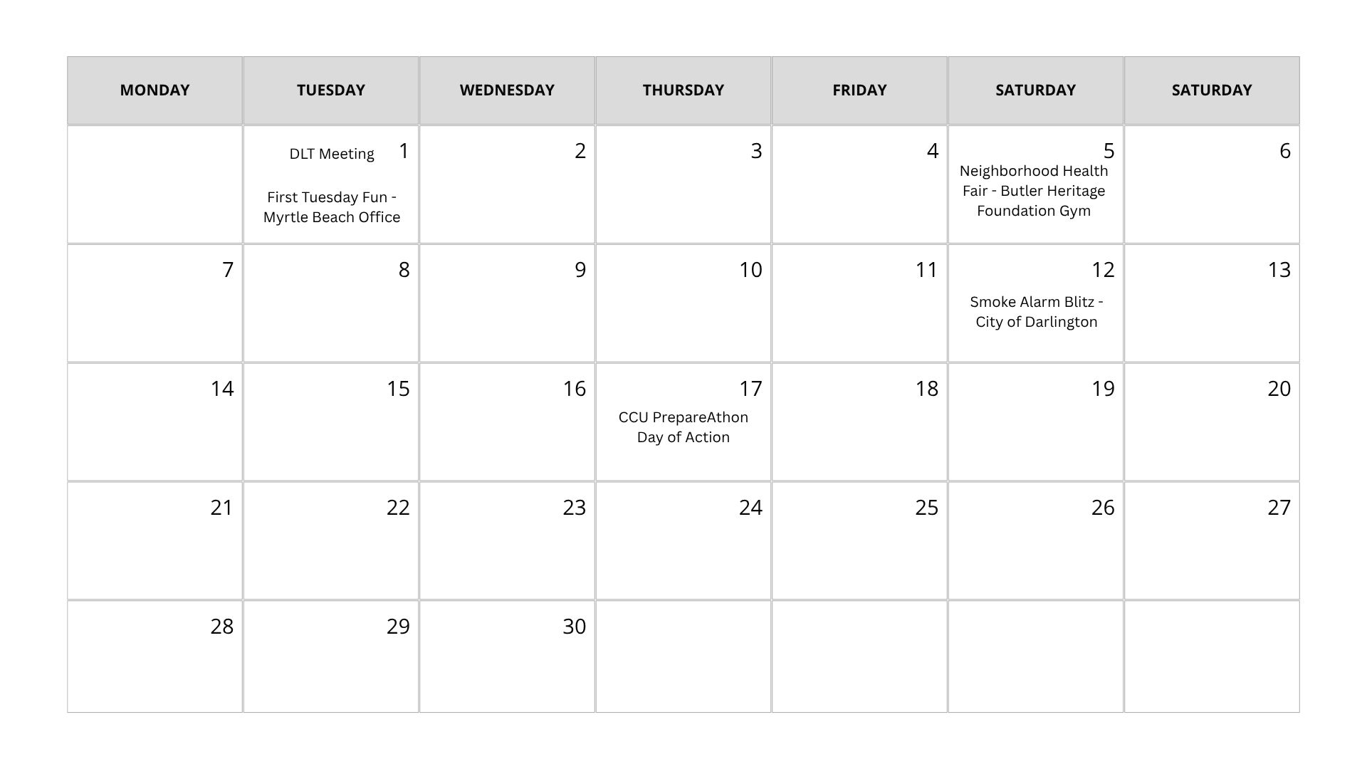 list of calendar events in june of 2026
