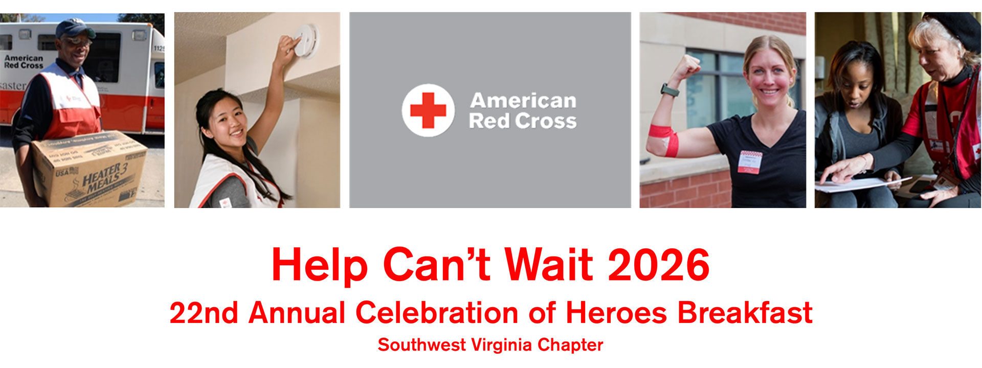 Photo collage of Red Cross volunteers helping others.