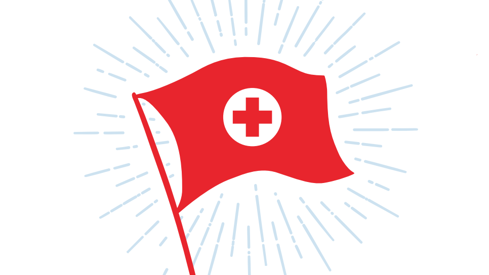 Red banner with Red Cross emblem
