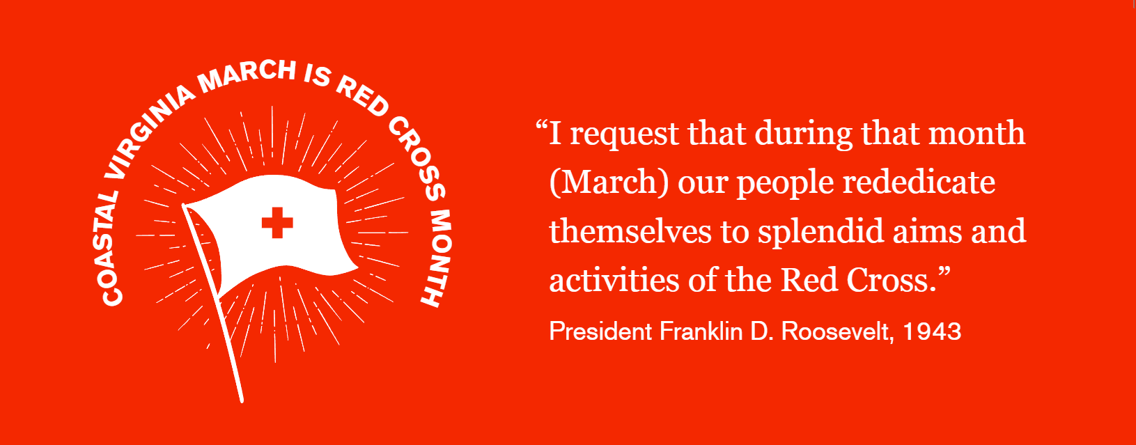 quote from president franklin d. roosevelt with red cross flag