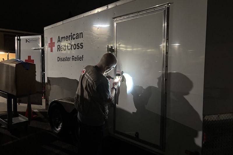 Man unlocks Red Cross trailer in the middle of the night