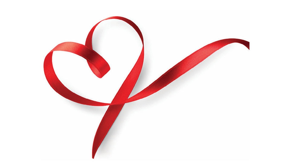 ribbon in the shape of a heart.