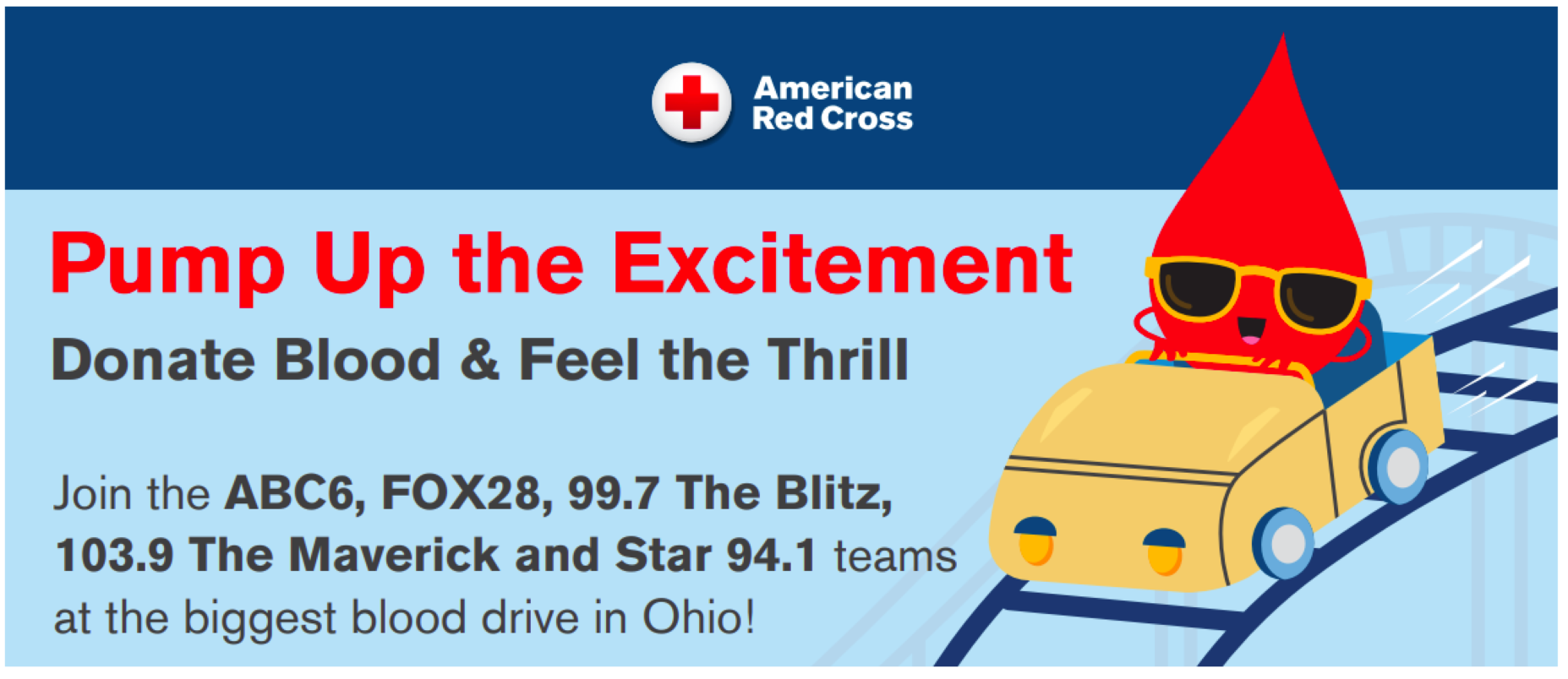Pump Up the Excitement Blood Drive Banner.