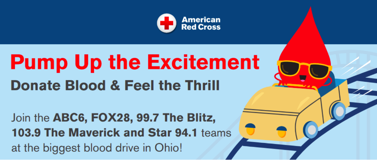 Pump Up the Excitement blood drive banner.