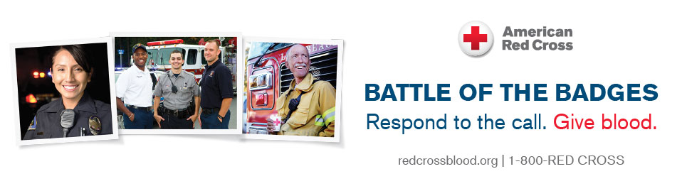 Battle of the Badges banner with police and firefighters