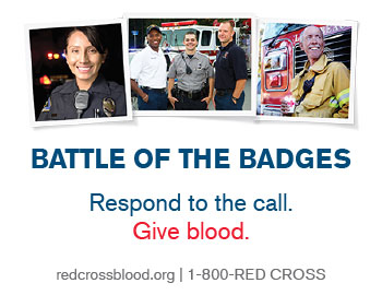 Battle of the Badges blood drive banner.