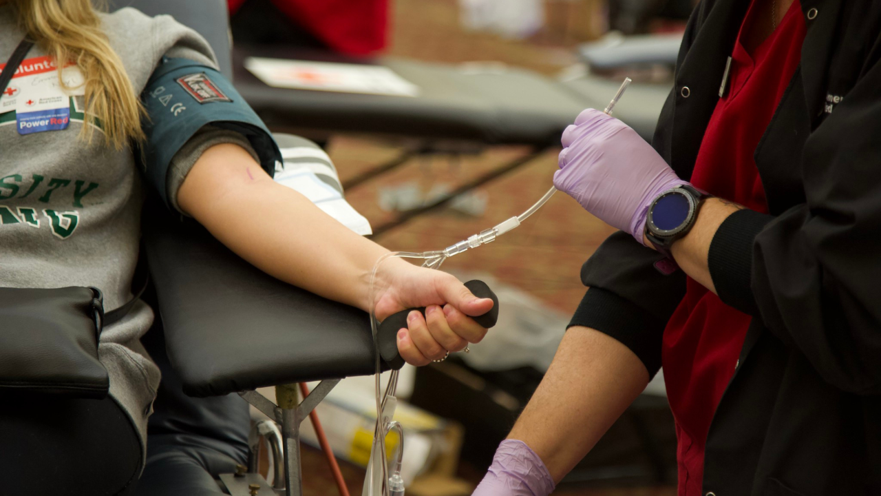 A person donating blood