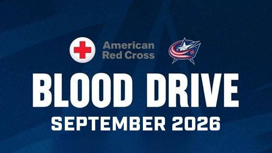 Red Cross x Columbus Blue Jackets 2026 Campaign banner.
