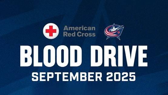 Red Cross x Columbus Blue Jackets 2025 Campaign banner.