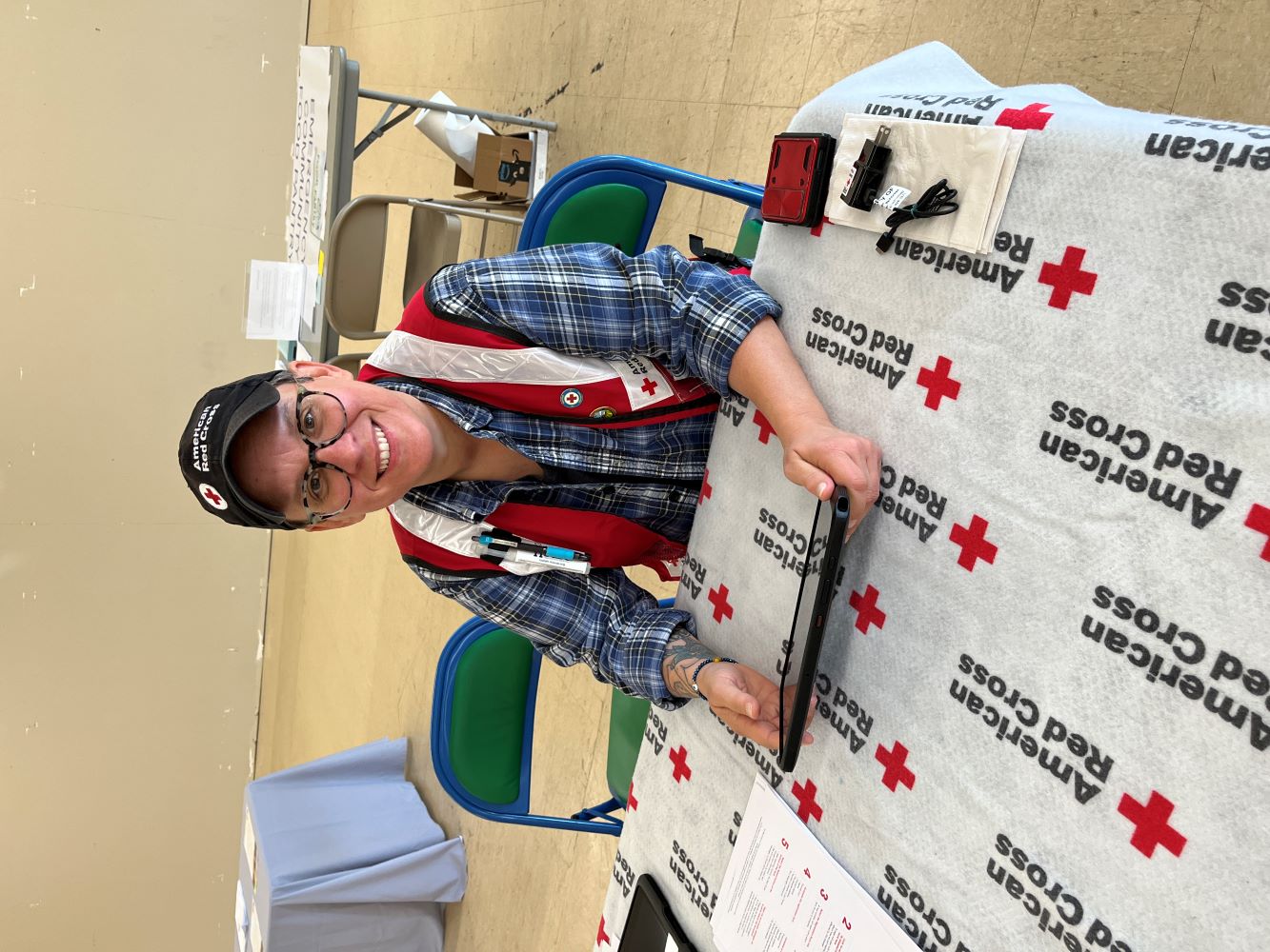 Amanda Ruff sitting at a desk.