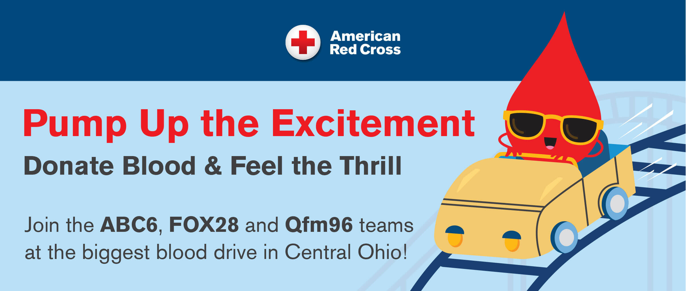 Pump Up the Excitement Blood Drive Banner.