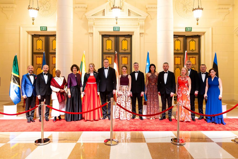 International Ambassadors and Spouses all in evening wear.