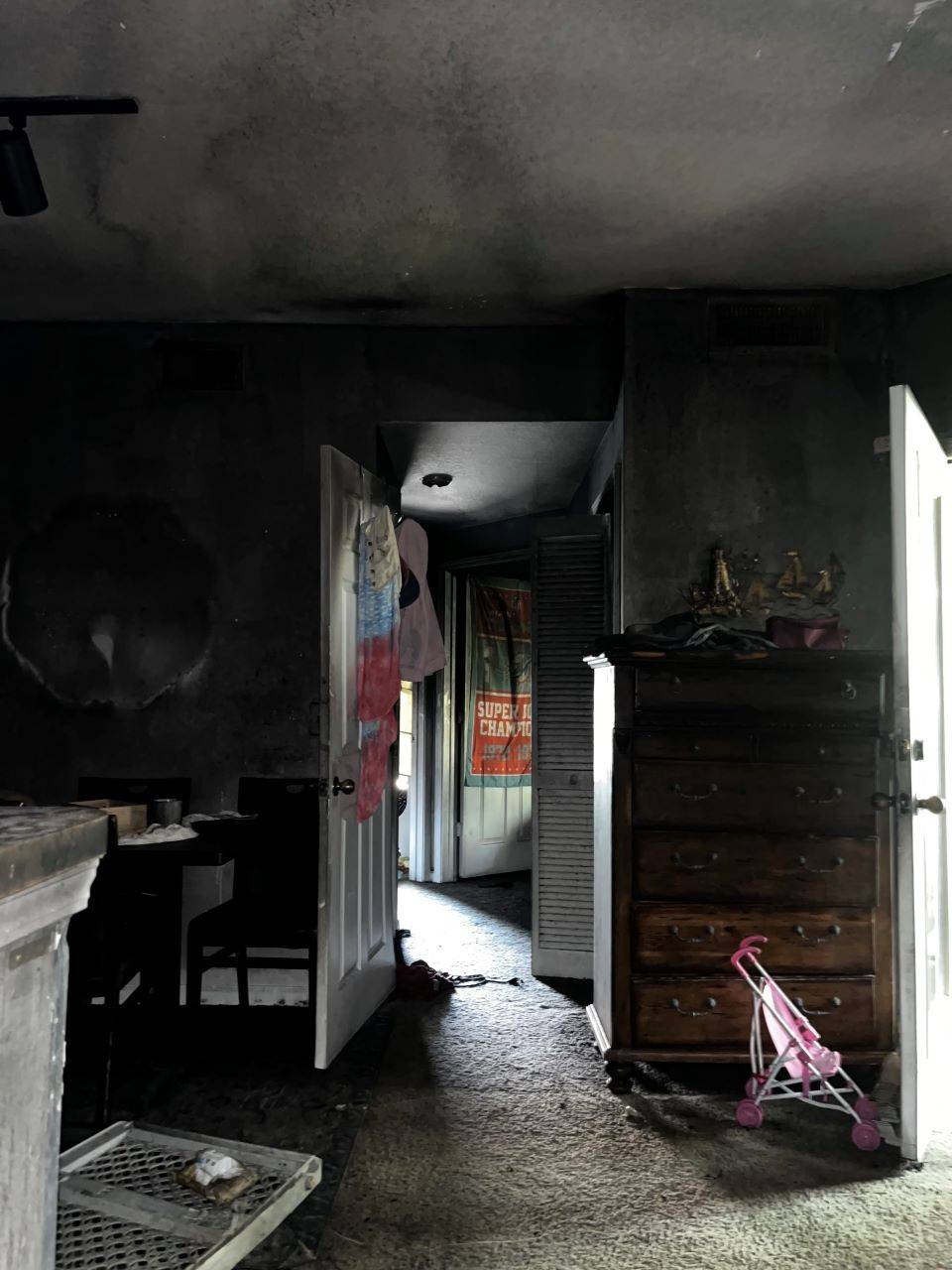 Image of damage inside of home after fire