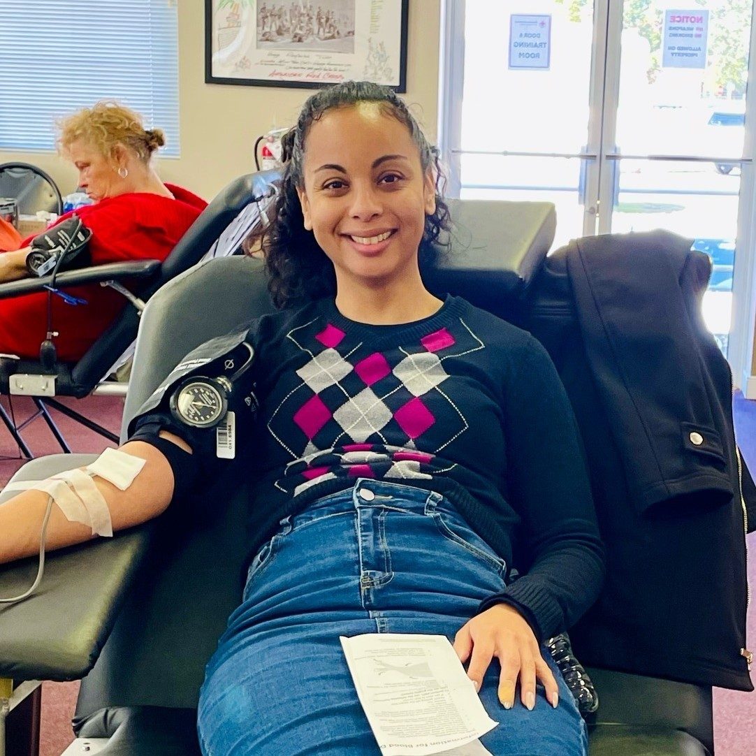 woman donating blood