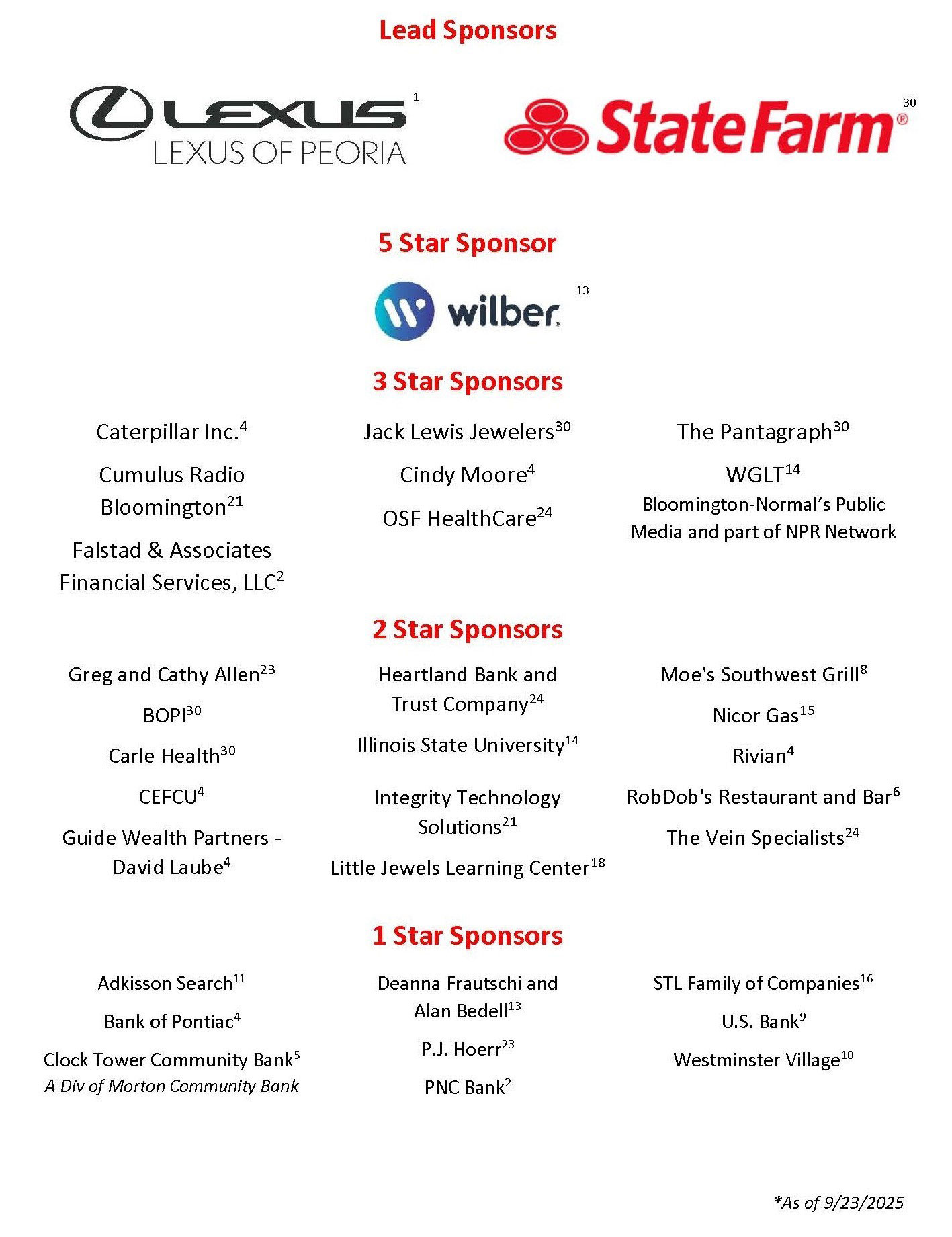 list of event sponsors.
